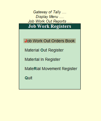 job work register