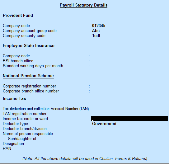 statutory features in tally