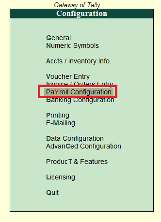 Payroll Configuration In Tally 