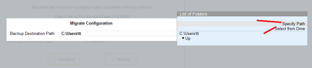 migration process in Tally Prime