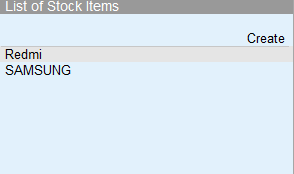 list of stock items